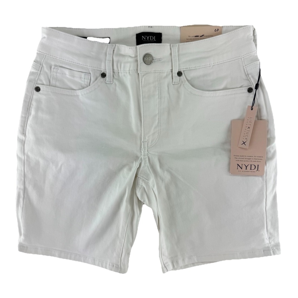 NYDJ Ella Denim Jean Shorts Size 6P Optic White